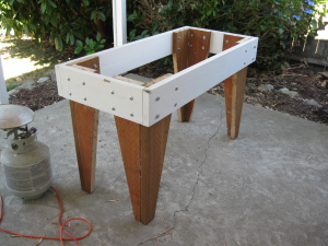 Outside table legs and skirt