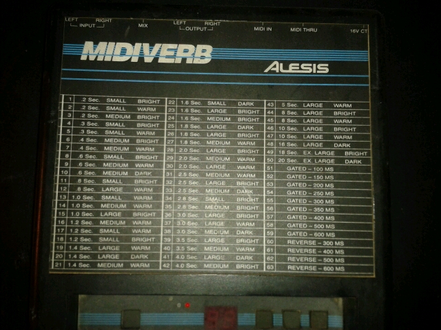 Alesis Microverb 4 Program Chart